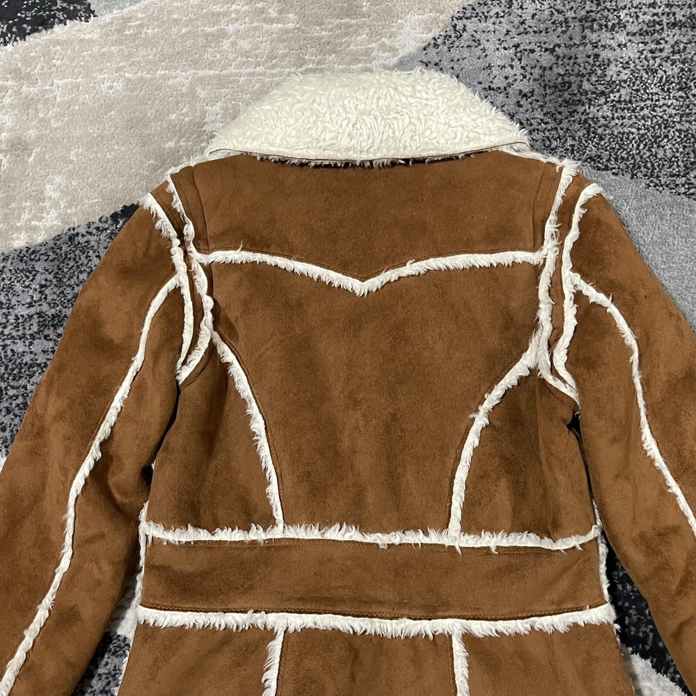 Regent & Company Jacket Faux Suede Women Medium Western Shearling Line Coat Yoke - Picture 9 of 16